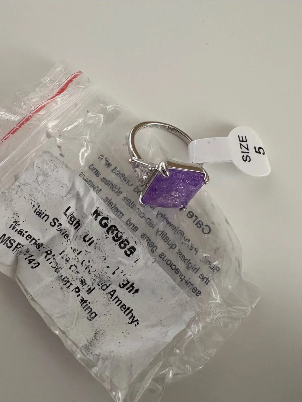 Bomb Party Light Up the Night Ring RG69651 Amethyst Ice Crystal Rhodium Plating